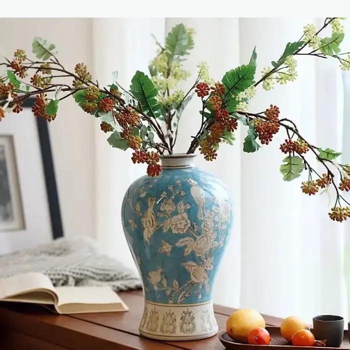 Vase en porcelaine bleue et blanche modern style decoration intérieure pour femmes occasions spéciales-decoration de table arrangement de fleurs