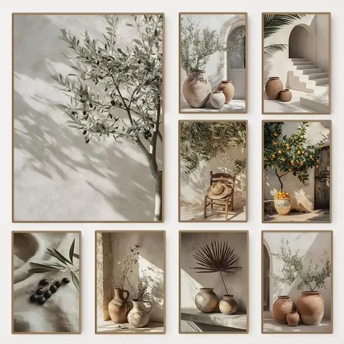 Affiche Minimaliste Naturelle Botanique d'Olivier Impression Toile Style Classique Décoration Rustique Maison Occasions Spéciales