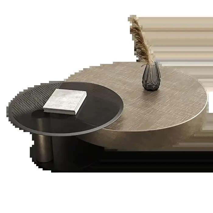 Table basse ronde en acier inoxydable moderne pour salon élégant avec espace de rangement pour maison nordique
