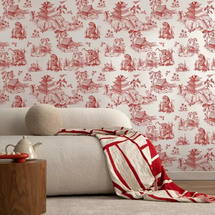 Papier peint chinois rouge