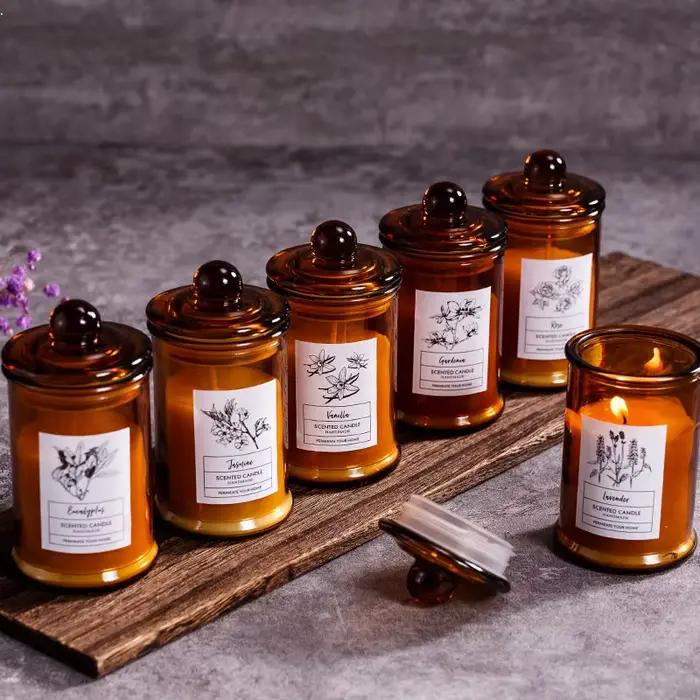 Pot en verre Vintage, bougie parfumée, huiles essentielles, cire de soja, salle d'aromathérapie, décoration de la maison, cadeau d'anniversaire et de noël, accessoires Photo