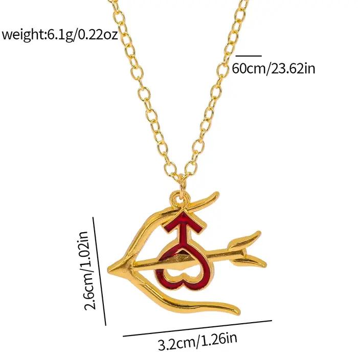 Collier pendentif Cœur Flèche Sailor Mars, Bijou Anime Sailor Moon en émail rouge plaqué or, Accessoire Cosplay Cadeau pour Femme