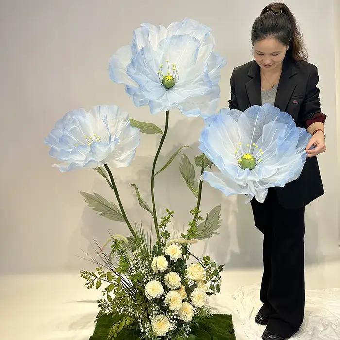 1.8m accessoires de décoration de Mariage fleurs artificielles fil de soie coquelicot route plomb fleur fenêtre