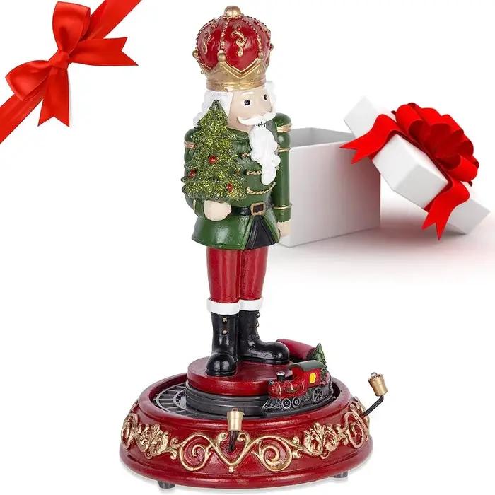 Figurine casse-noisette de noël avec lumières LED et Train rotatif
