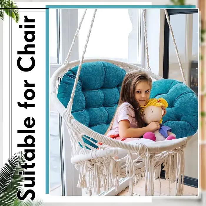 Coussin rond épais et grand, doux et confortable, rembourré, pour la méditation et le yoga, décoration bohème zen pour la maison en bleu aqua vibrant