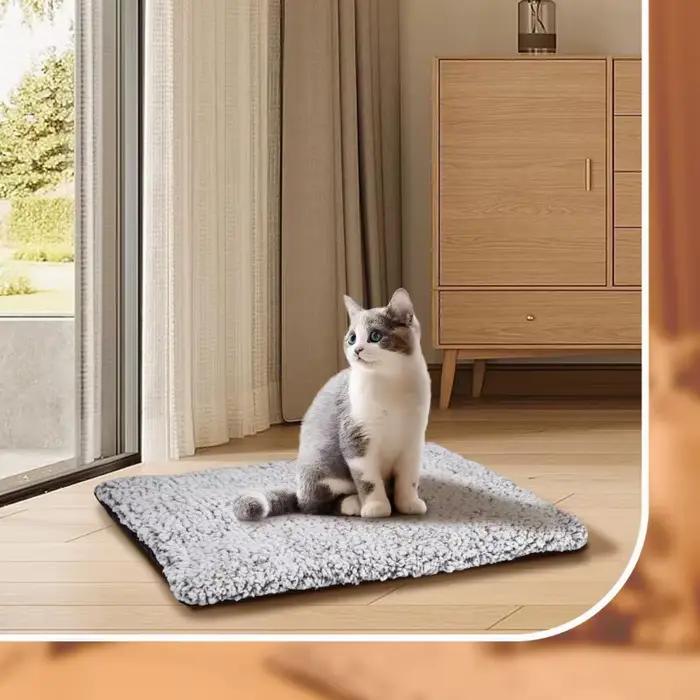 Couverture auto-chauffante pour animaux de compagnie, tapis de lit thermique sans électrique, antidérapant pour chats et chiens, tapis chauffant d'hiver, coussin de noyau réfléchissant la chaleur