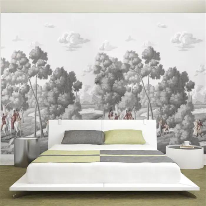 Papier Peint Mural 3D sur Mesure pour Salon et Chambre à Coucher, Fond de Peinture Européenne et Occidentale, Paysage Mural, Campagne Française