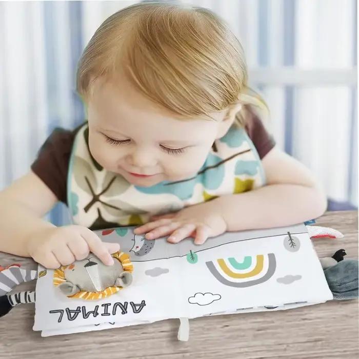 Livres doux pour bébé, toucher tactile 3D, livre en tissu à contraste élevé, apprentissage précoce, jouets de poussette sensorielle Montessori, cadeaux pour nourrissons et tout-petits