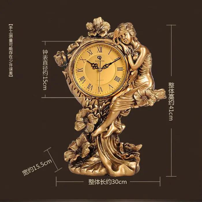 Horloge de bureau créative muette de salon de style européen