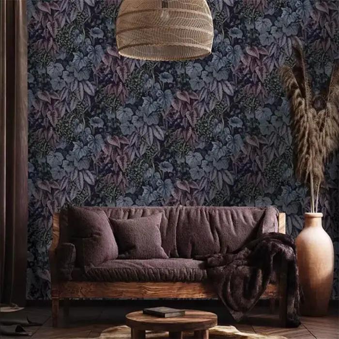 Papier peint personnalisé en forme de feuille de fleur et de plante nordique moderne pour salon, chambre à coucher, cuisine et étude, résistant à l'humidité, anti-statique, isolation thermique, facile à nettoyer