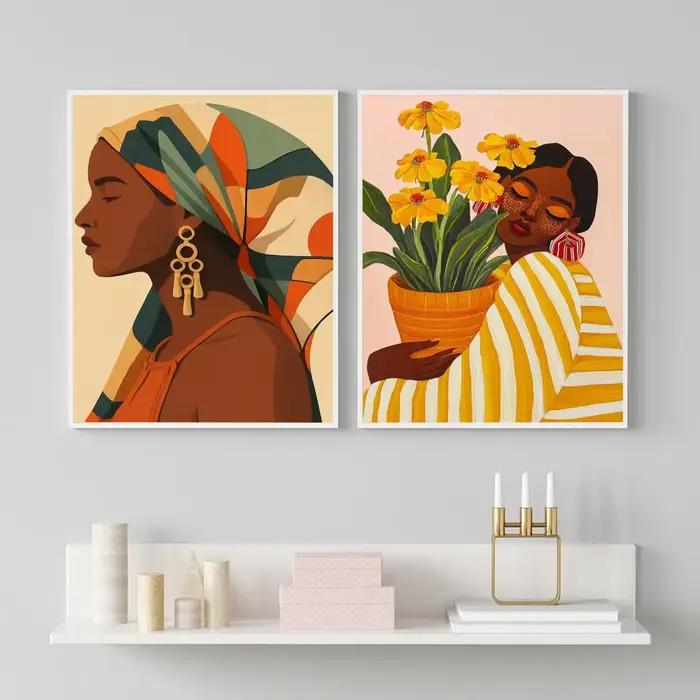 Affiche d'art abstrait de femmes africaines