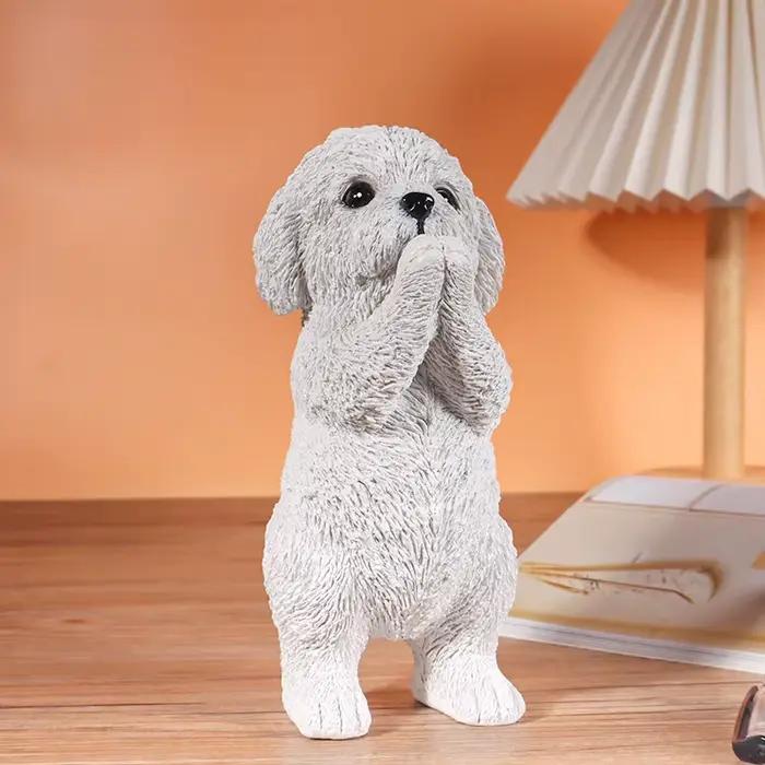 Statue sur pied de petit chien mignon, Animal créatif en résine, ornement décoratif, maison, chambre à coucher, salon, décoration extérieure, affichage