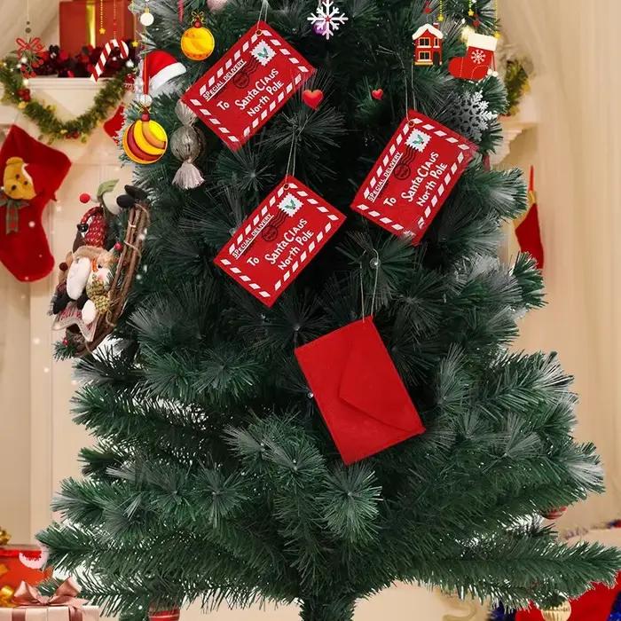 24 pièces enveloppes rouges suspendus ornement arbres de noël pendentif pour la décoration de bureau à domicile cartes