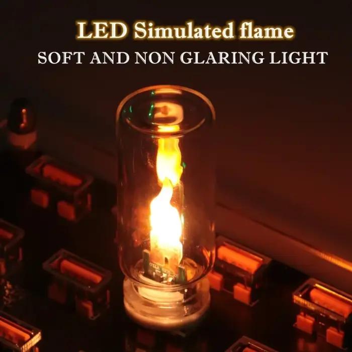 Lampe de nuit LED USB à flamme vacillante en verre dépoli transparent