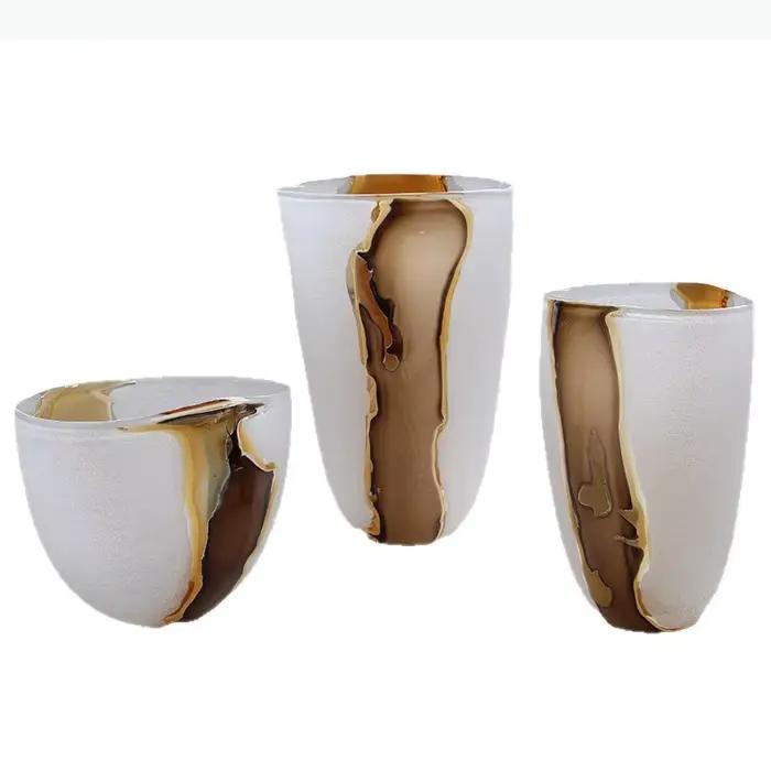 Vase en verre abstrait craquelé, multicolore, émaillé, pour fleurs, hydroponie, terrarium, accessoires de décoration intérieure