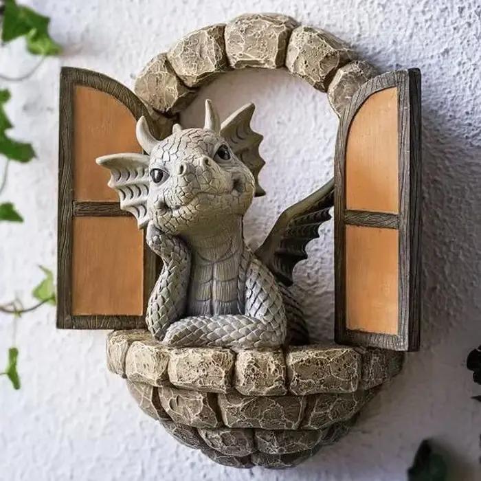 Sculpture de pelouse géante en résine en forme de Dragon