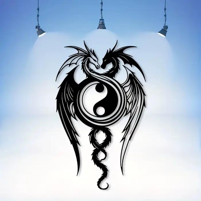Décoration murale en fer Dragon Yin Yang