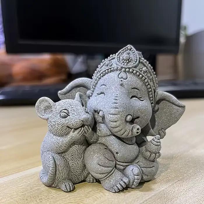 【Nouveau】 1 pièce de statue d'éléphant avec mains fermées dans la position de prière, une statue d'éléphant gardien, pour la décoration de la maison.