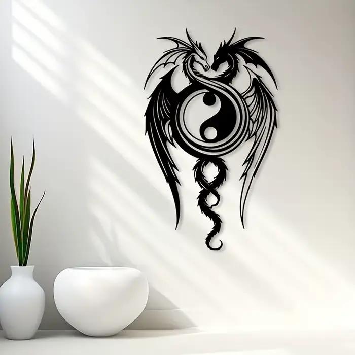Décoration murale en fer Dragon Yin Yang