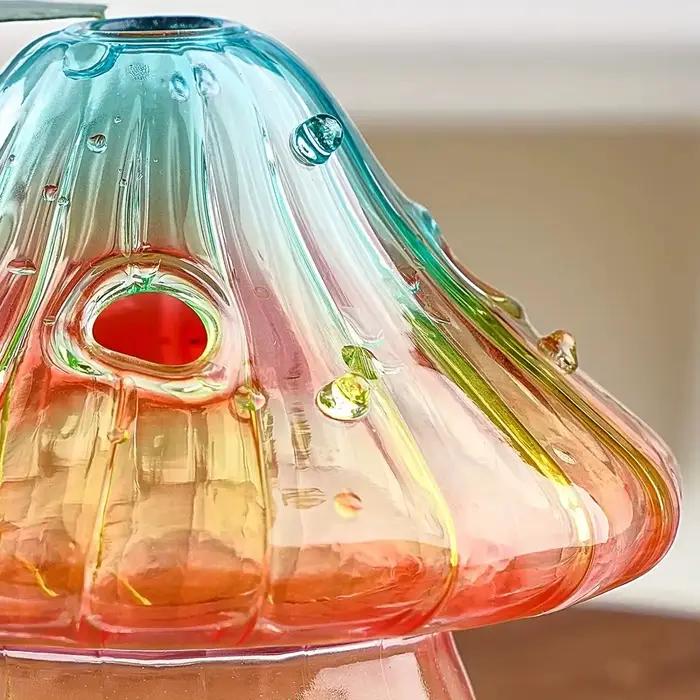 Vase à champignons en verre Boho