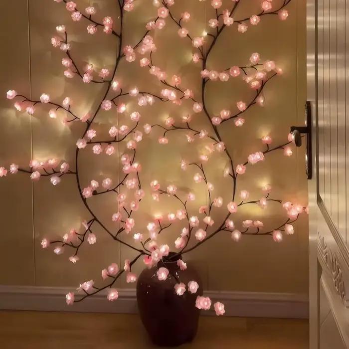 Cerise LED branche d'arbre lumières pour mur fleur de cerisier saule vigne brindille décor guirlande décorations de noël intérieur maison mur porte