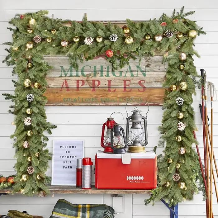 Plantes vertes artificielles arbre de noël guirlande couronnes maison salle de fête décoration extérieure cour pin