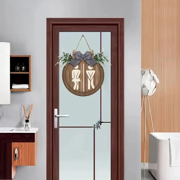 1 plaque de signalisation WC rustique en bois