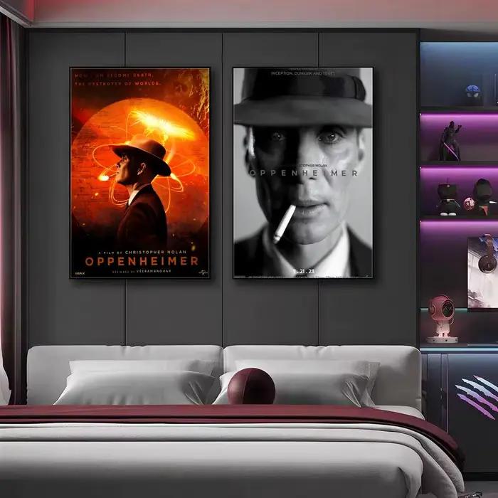 Affiche esthétique HD, impression d'art mural auto-adhésive, décoration moderne pour la maison, idée cadeau pour la décoration de la chambre Moive O-OPPENHEIMER