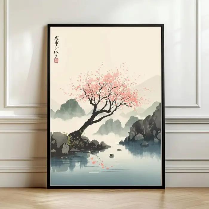 Affiche imprimée sur toile de fleur de cerisier japonaise