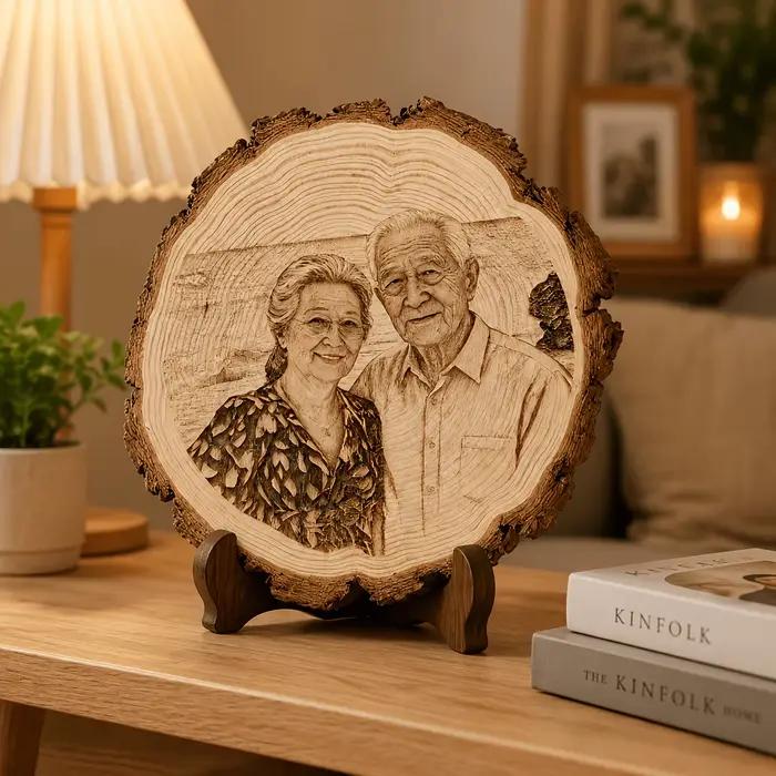 Ornement photo en bois vintage personnalisé – Décoration