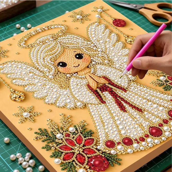 Décoration de Noël DIY, Père Noël, Bonhomme de neige, peinture en perles 3D, kits d'art diamant pour débutants, 20*20CM, pour la décoration murale de la maison, cadeau