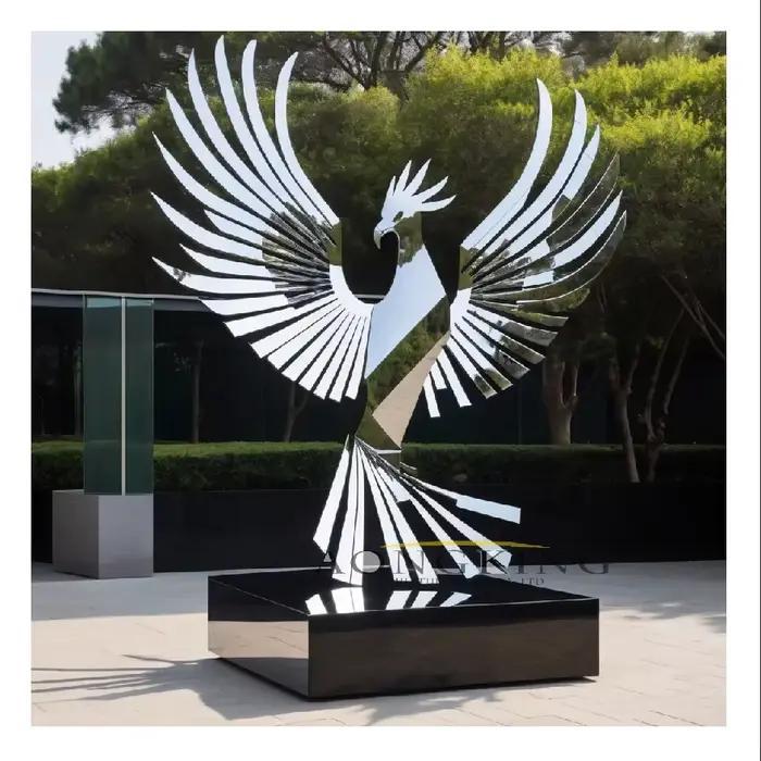 Décoration de maison, grande sculpture d'ailes abstraites en métal