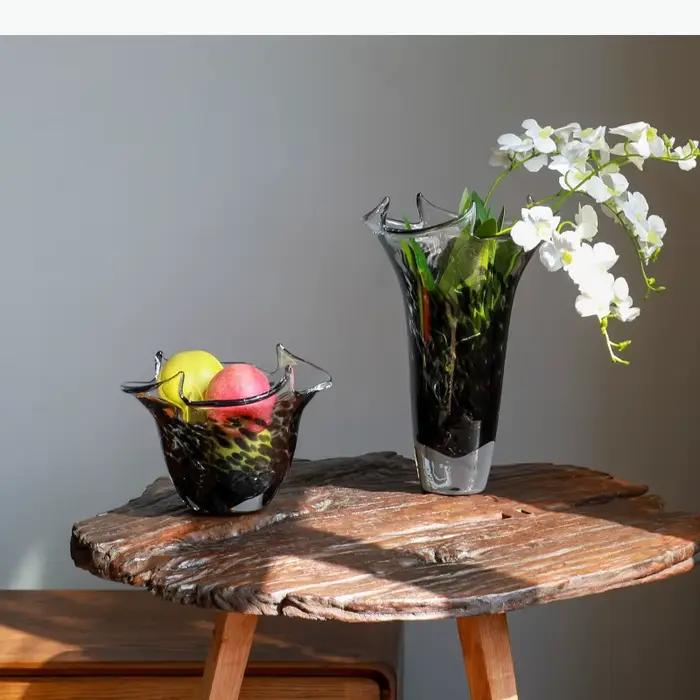 Vase en verre à bords ondulés, pots à fleurs transparents pour hydroponie, décoration de table, arrangement floral, vases floraux, décoration esthétique de la pièce