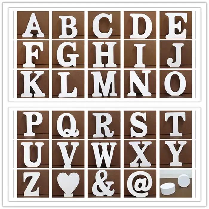 10CM lettre en bois blanc Alphabet anglais bricolage nom personnalisé conception coeur debout