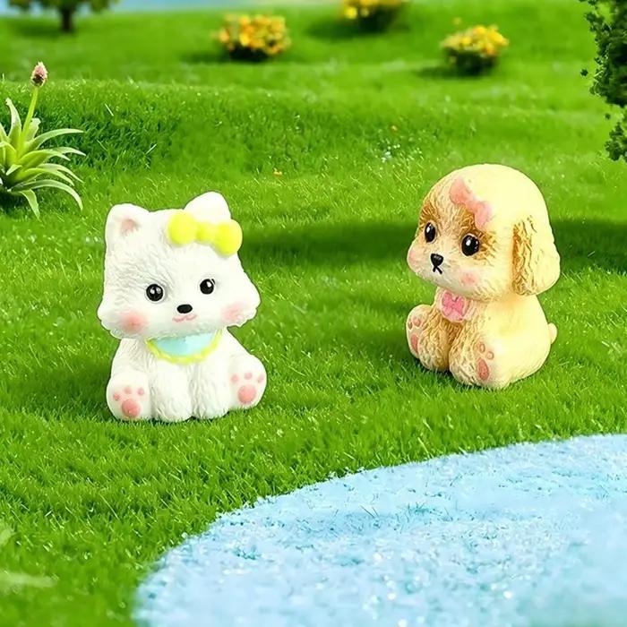 9 figurines de chiens en résine mignonnes