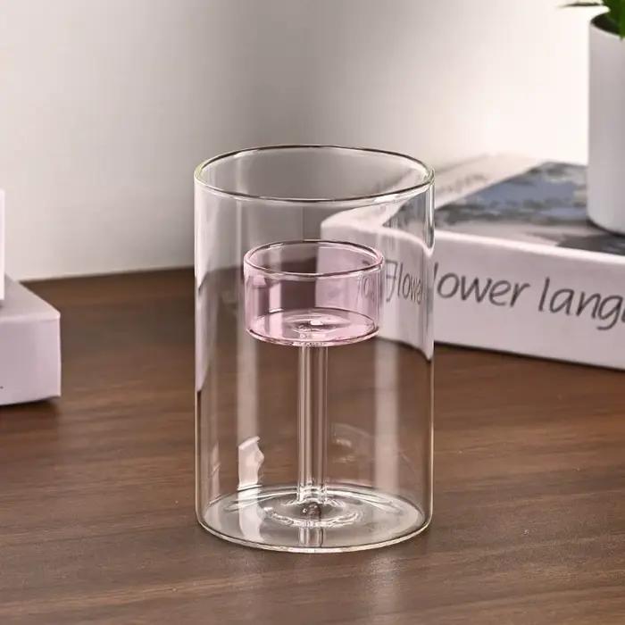 Porte-bougie en verre de style européen romantique, base solide transparente, support de bougie résistant à la chaleur, coupelle pour bougies parfumées, banquet