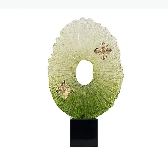 Ornements décoratifs papillon à anneau vert dégradé, décoration de bureau, anneau vert luxuriant, sculpture créative, décor esthétique de chambre