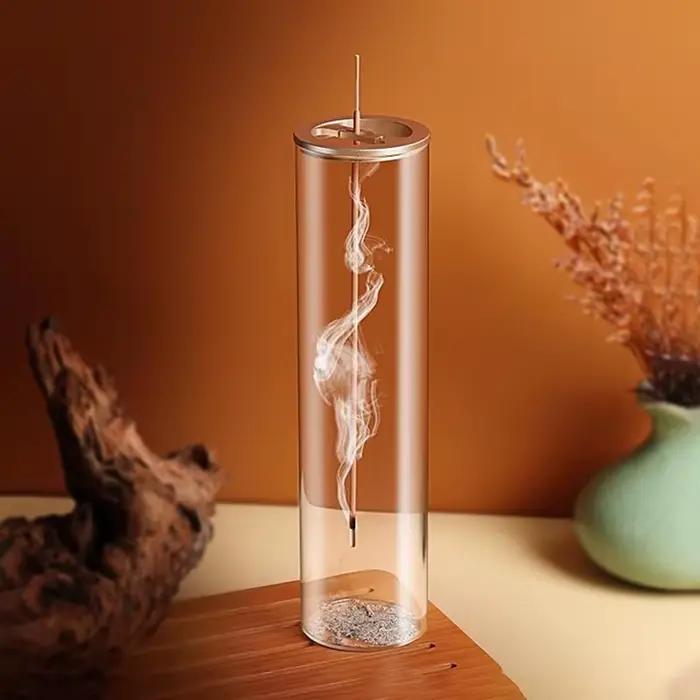 Brûleur d'encens en verre moderne, porte-encens volant Anti-cendres avec cendrier en verre amovible pour la décoration de la maison, méditation de Yoga