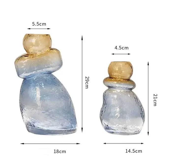Vase en verre dégradé de couleur, forme de gourde, terrarium irrégulier, accessoires pour arrangements floraux, accessoires de décoration intérieure