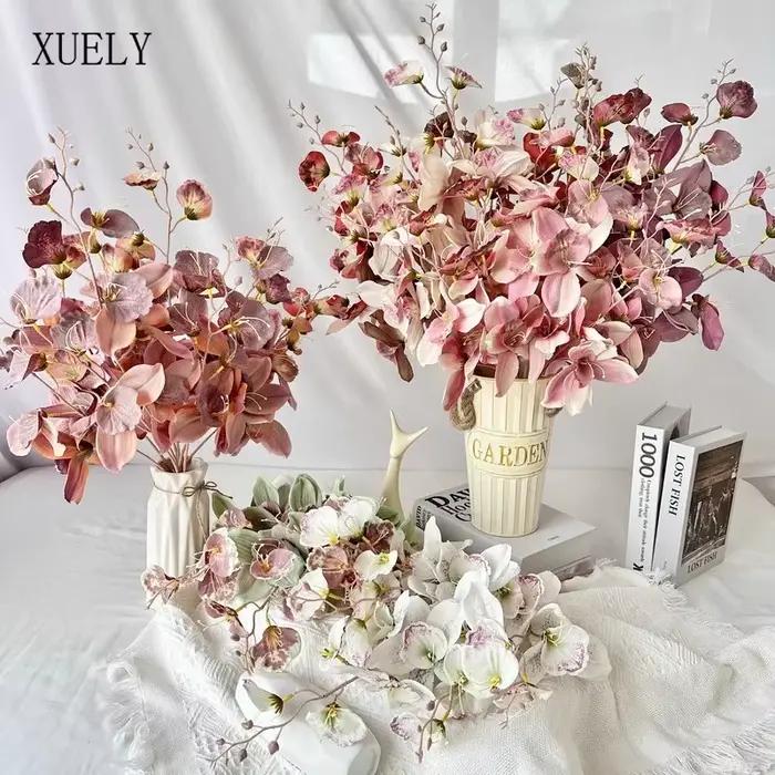 Bouquet de fleurs d'orchidée rose, impression 3D, accessoires d'arrangement floral, décoration d'intérieur, accessoires de photo d'événement, fournitures de mariage