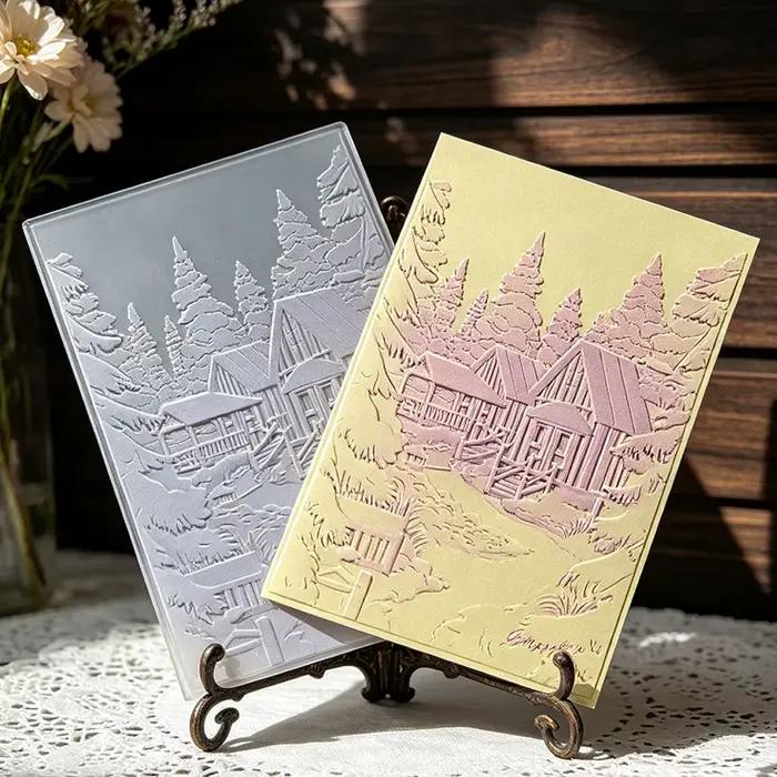 Carte de vœux artisanale en bois de forêt