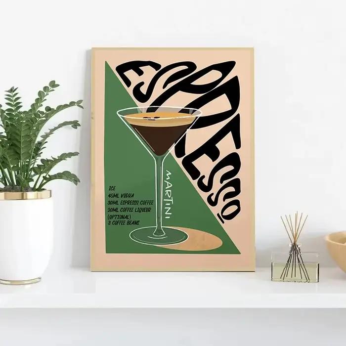 Affiche d'art de café de Cocktail Vintage scandinave
