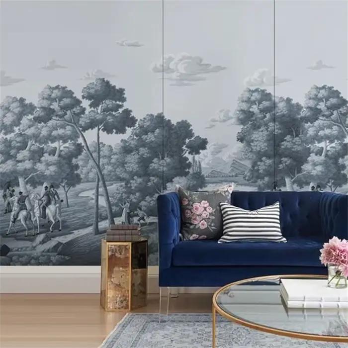 Papier Peint Mural 3D sur Mesure pour Salon et Chambre à Coucher, Fond de Peinture Européenne et Occidentale, Paysage Mural, Campagne Française
