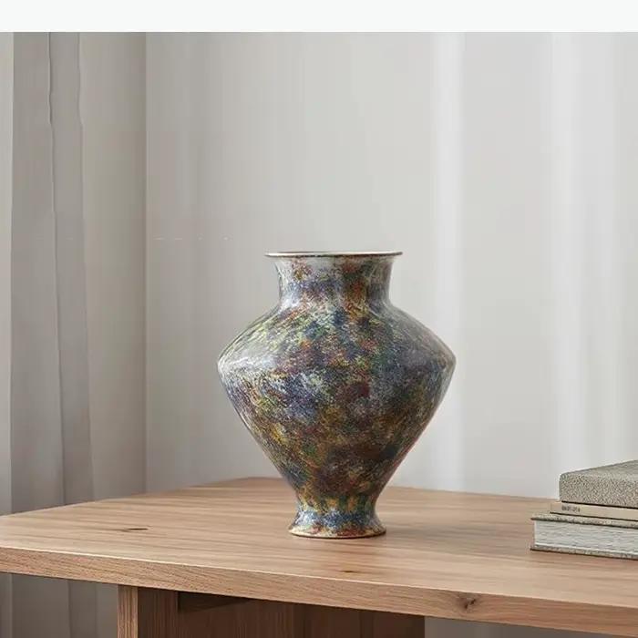 Vase en céramique peint à la main, décoration de table, fleurs artificielles, arrangement de fleurs décoratives, vases floraux, décoration esthétique de la pièce