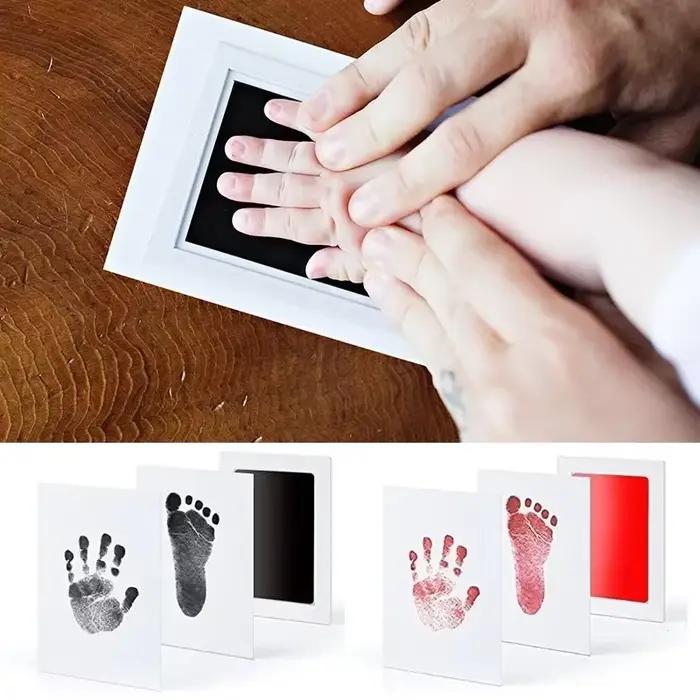 Kit de bricolage pour nouveau-né, tampons encreurs, cadre Photo, empreintes de mains, accessoires Souvenirs pour tout-petits, nettoyage sûr, cadeau de réception-cadeau pour bébé