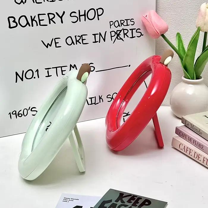 Miroir de maquillage en forme de pomme INS Apple élégant pour chambre à coucher, bureau et voyage occasionnels