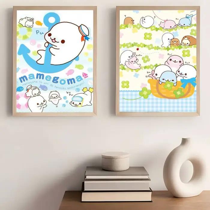 Affiche Kawaii Cartoon Mamegoma CUTE en Papier PP Synthétisé pour Décoration Murale Nostalgique et Moderne Occasions Spéciales