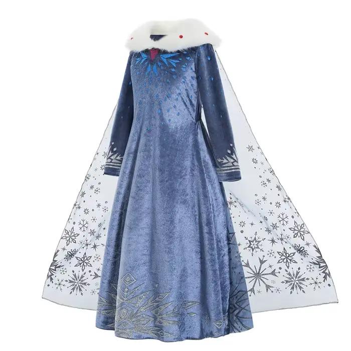Robe Elsa pour filles, Costume d'hiver pour fête d'anniversaire, Cosplay pour enfants, vêtements de soirée reine des neiges à manches longues, reine des neiges