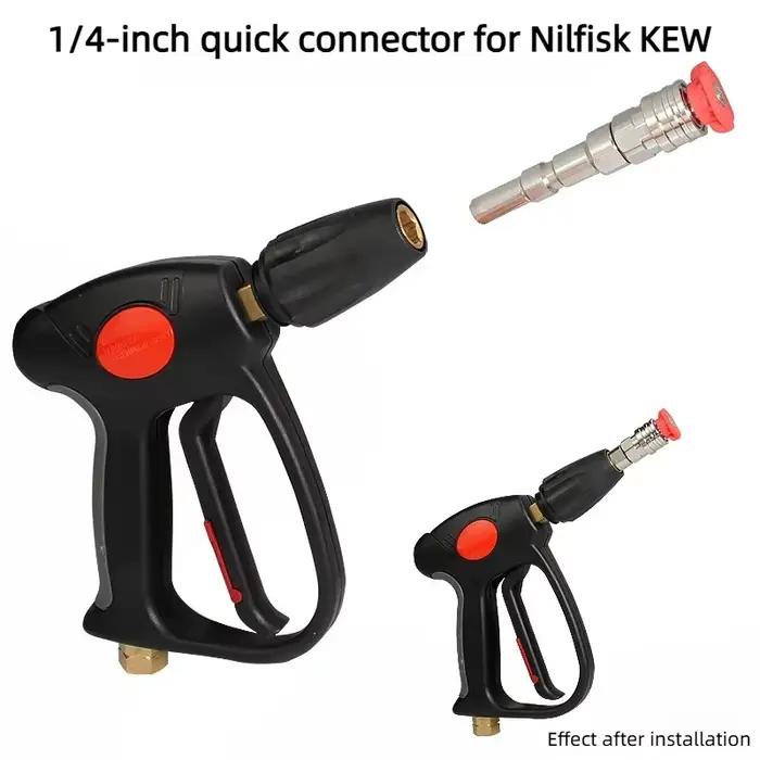 Adaptateur à dégagement rapide 1/4 pour pistolet de lavage haute pression Nilfisk KEW, connecteur de conversion SS avec kit de buses de pulvérisation multi-angles