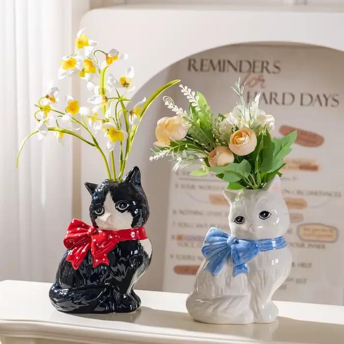 Vase en céramique motif chat mignon